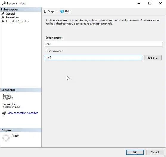 Create schema -screenshot