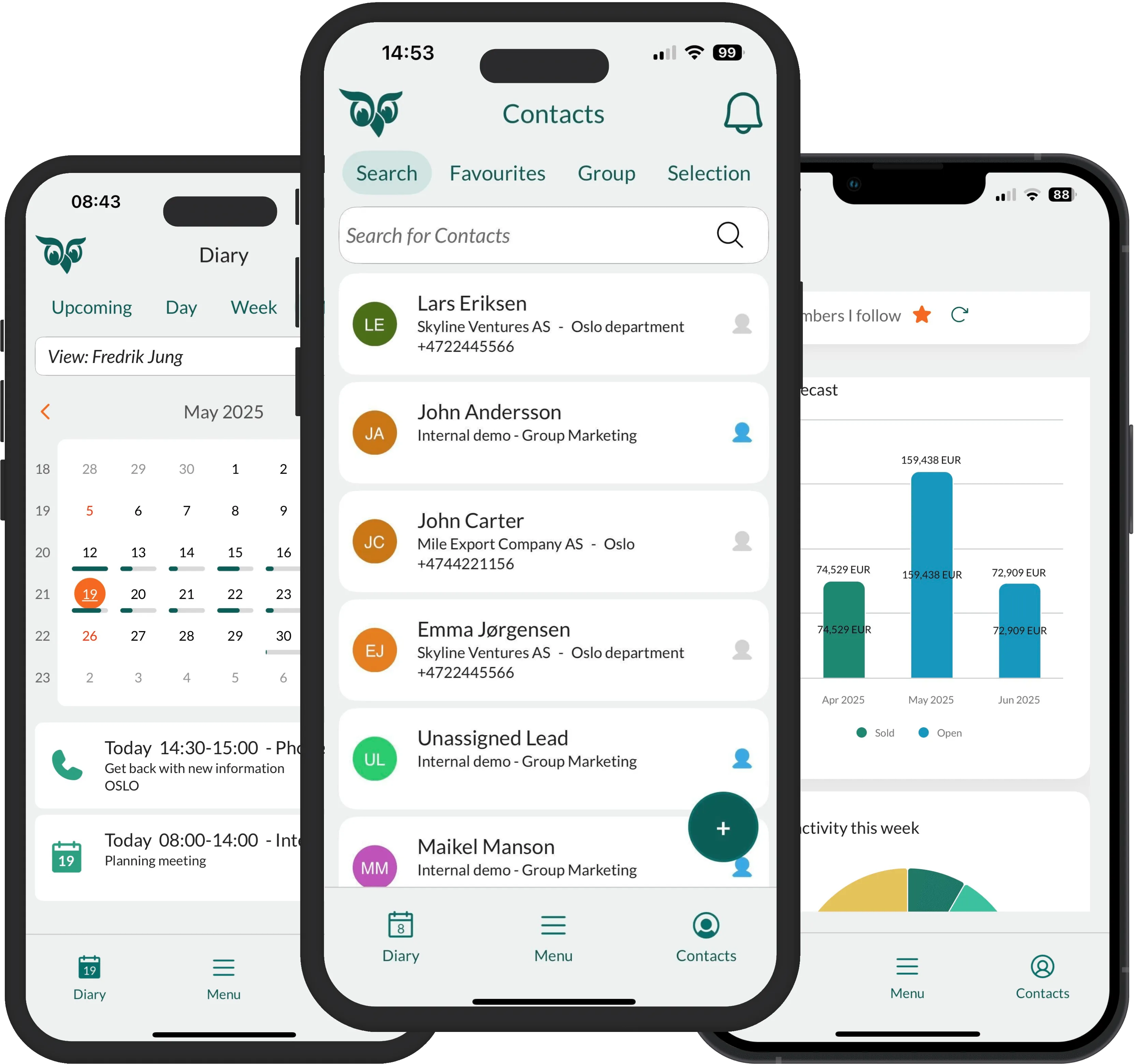 Mobile CRM -app-screen
