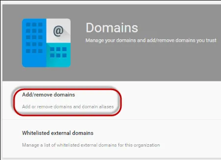 Add/remove domains -screenshot