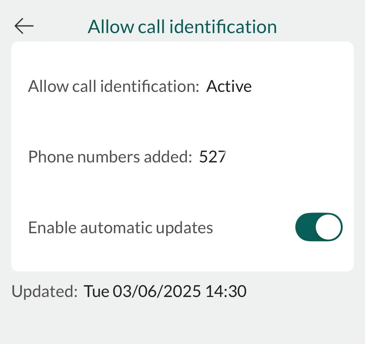 Background update not active -app-screen