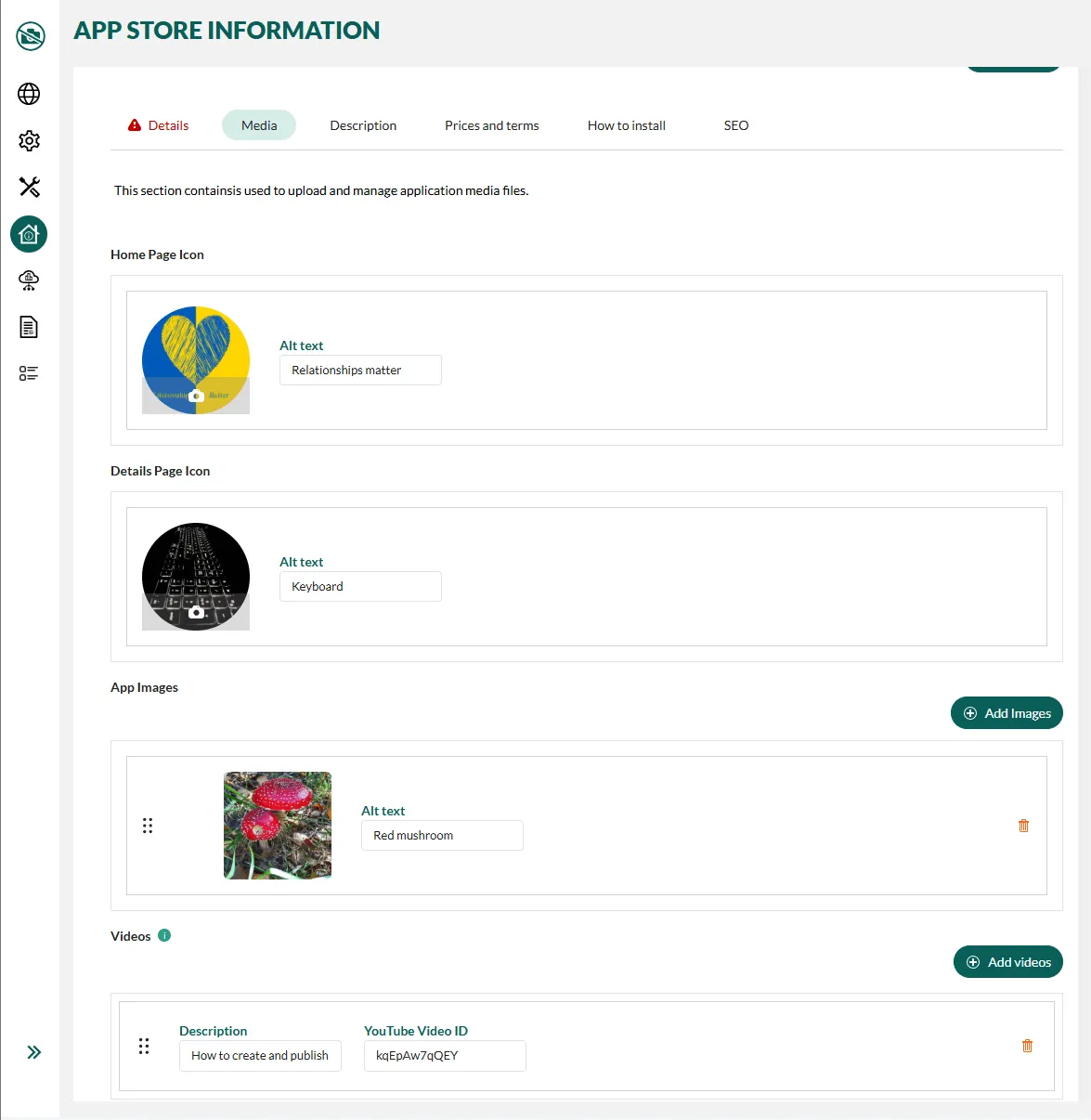 App store information, images and videos -screenshot