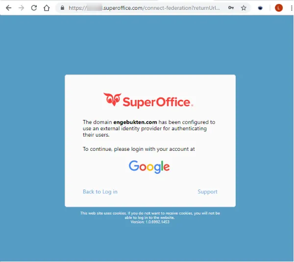Sign in using identity provider -screenshot