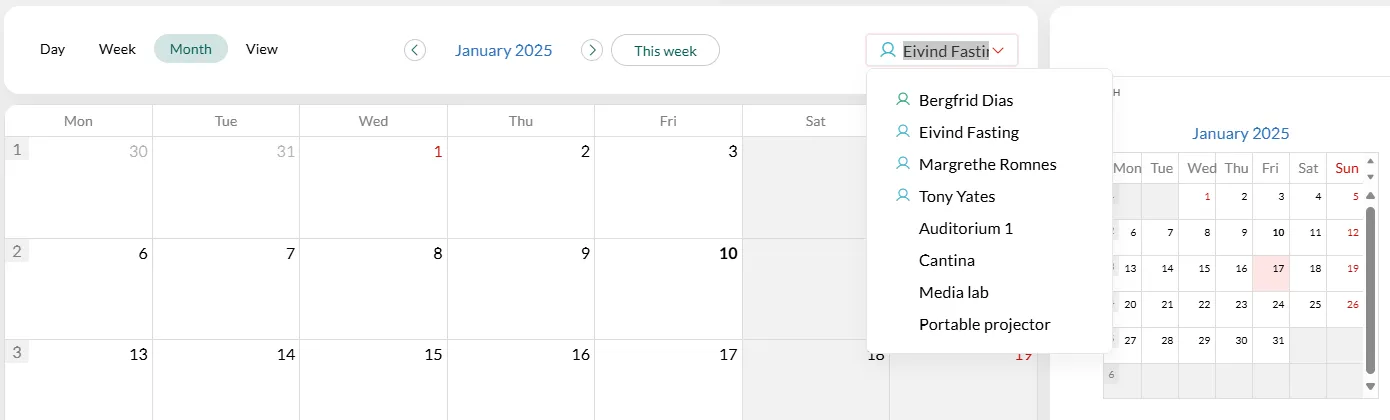 Change owner in the Diary header -screenshot
