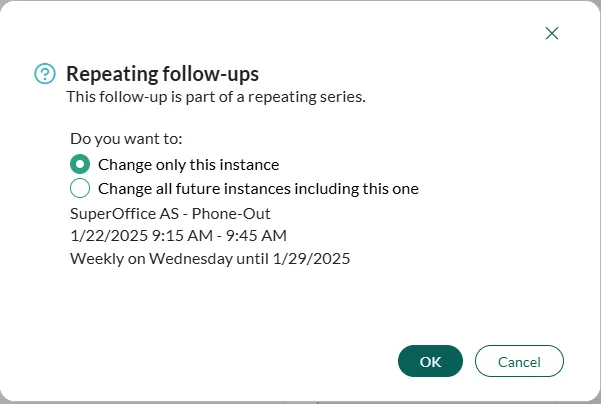 Repeating follow-up dialog -screenshot