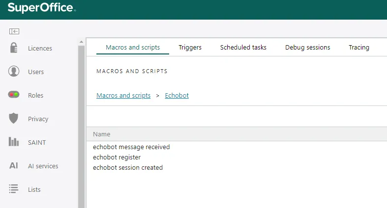Chatbot scripts in a folder