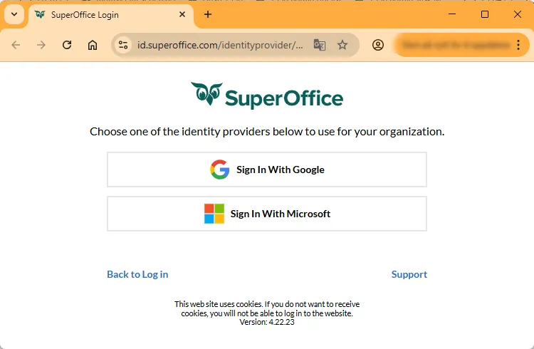 select identity provider -screenshot