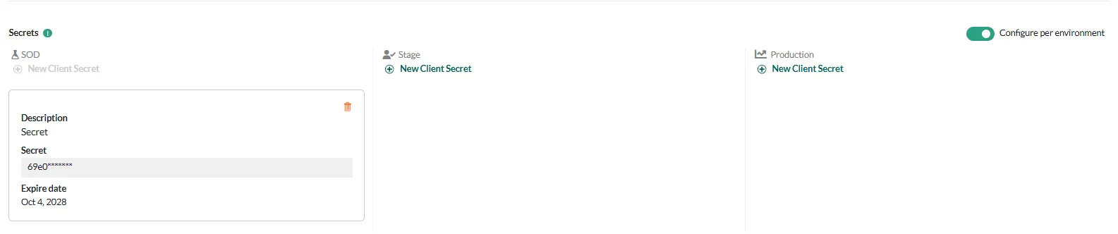 Application secret -screenshot