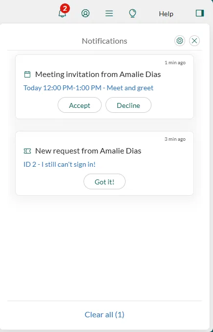 Receive invitations -screenshot