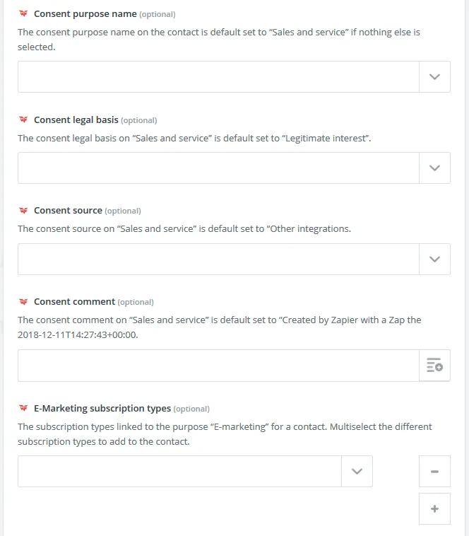 Create new contact information -screenshot