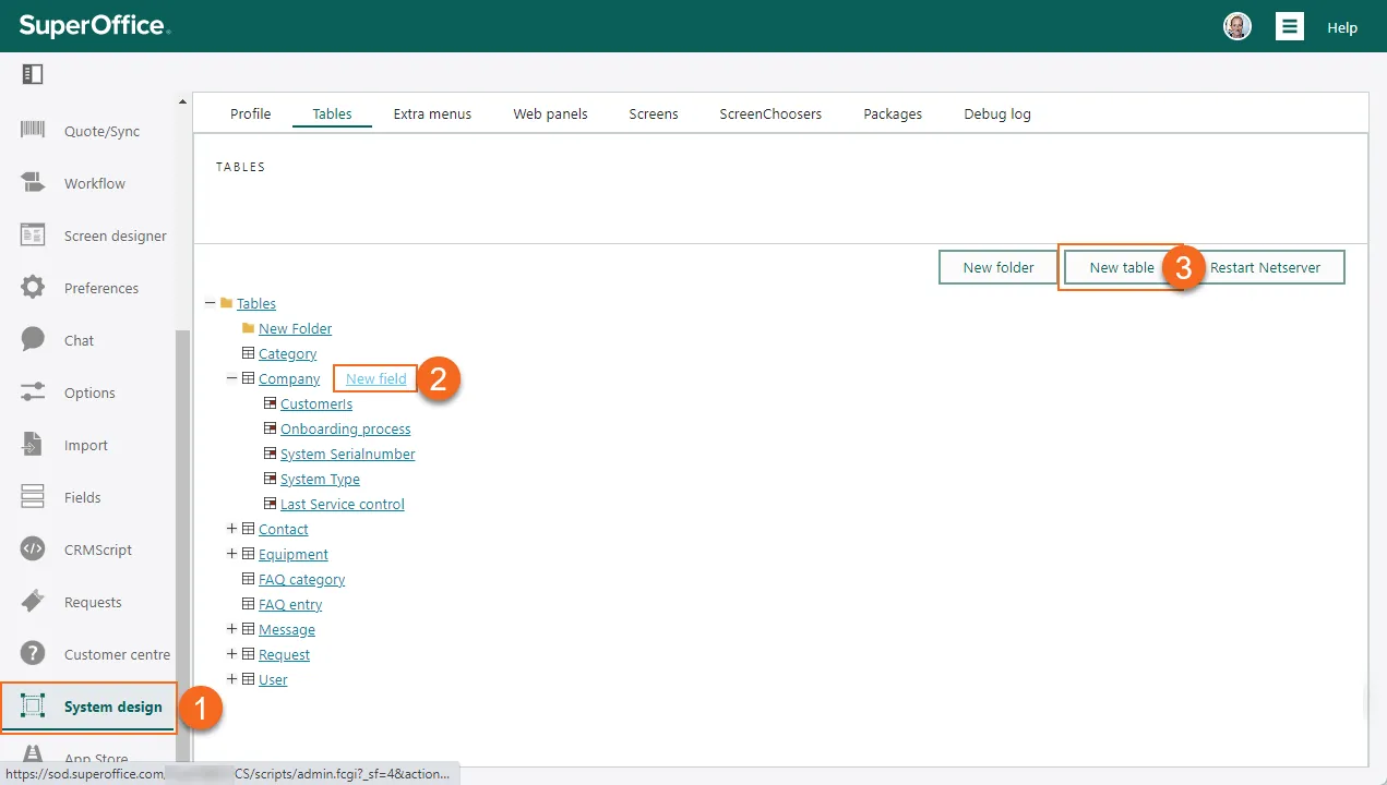 Create extra field -screenshot