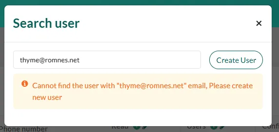 Create user button in the SuperOffice Developer Portal -screenshot