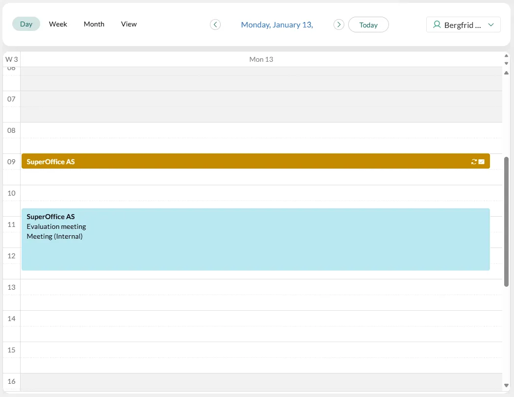 Diary screen, Day tab -screenshot