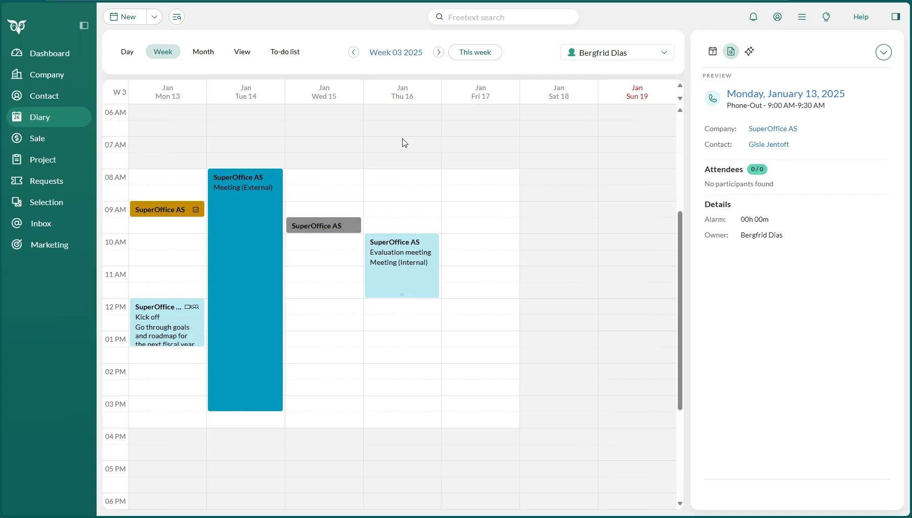 Keep track of all your meetings and to-dos by registering them in your diary -screenshot
