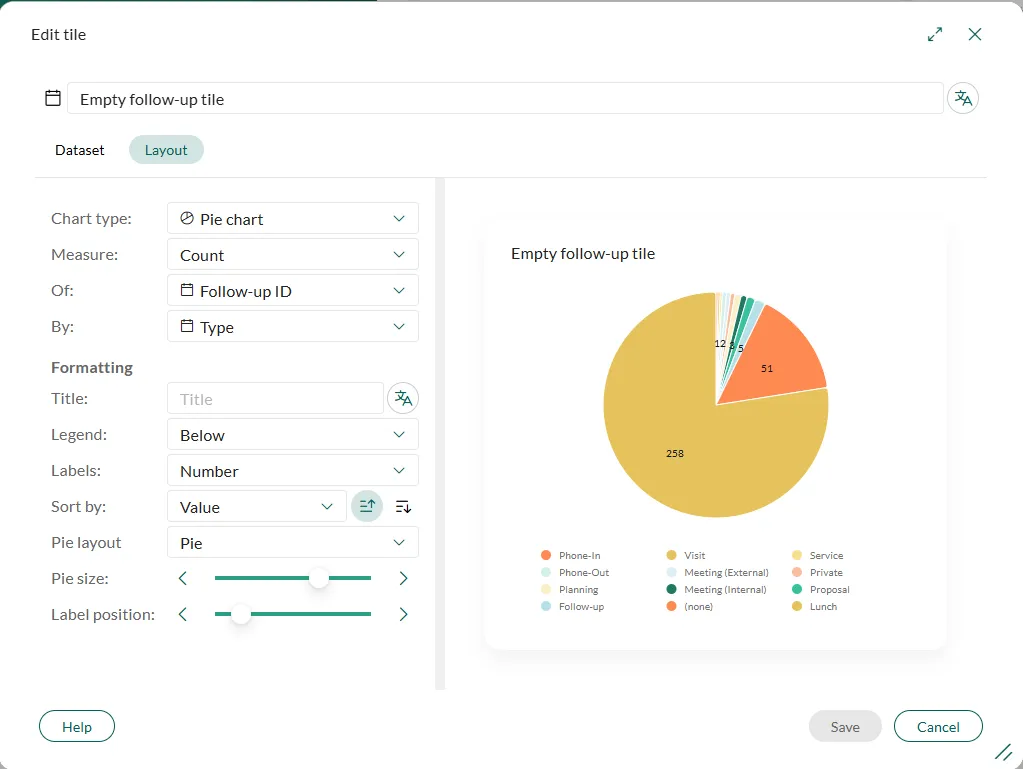 Edit tile dialog, Layout tab -screenshot