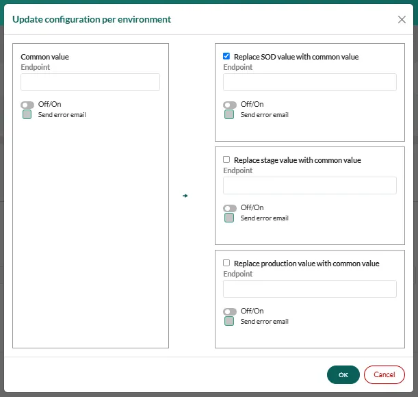 Configure endpoint per environment -screenshot