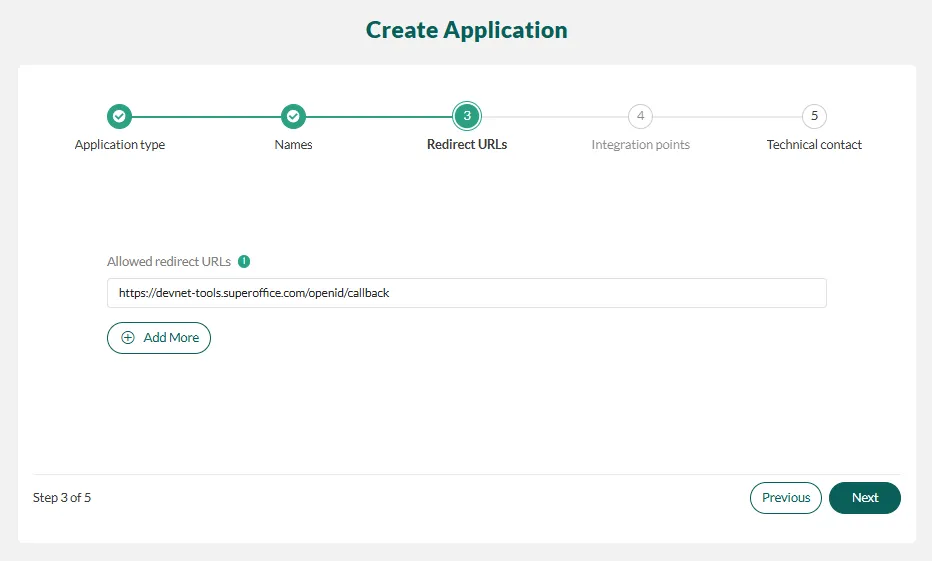 Enter redirect URL -screenshot