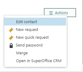 Screen capture of entity menu element