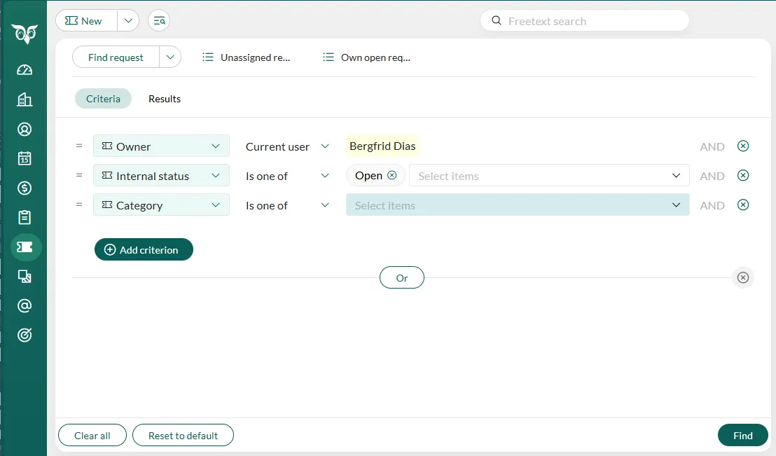 Search for requests -screenshot