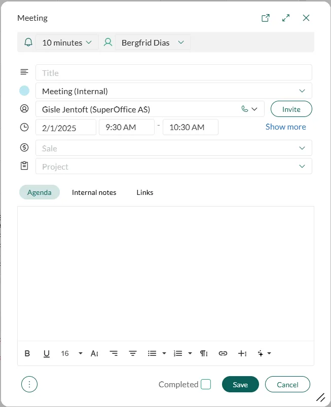 Follow-up dialog -screenshot