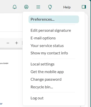 Go to your personal setting and choose the setting you want to change -screenshot