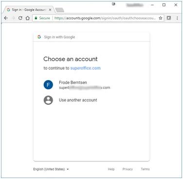 Google sign-in -screenshot