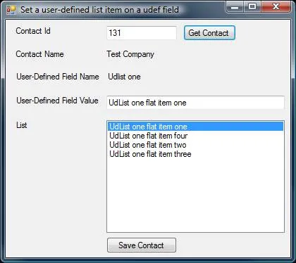 Application displays the list of values for the given user-defined field -screenshot