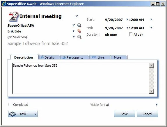 Sale dialog
