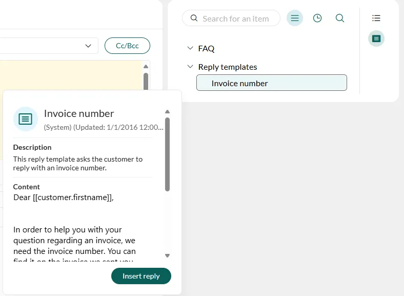 Insert template when replying to a request -screenshot