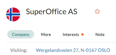 The Interests tab with checkboxes for selecting company interests. -screenshot