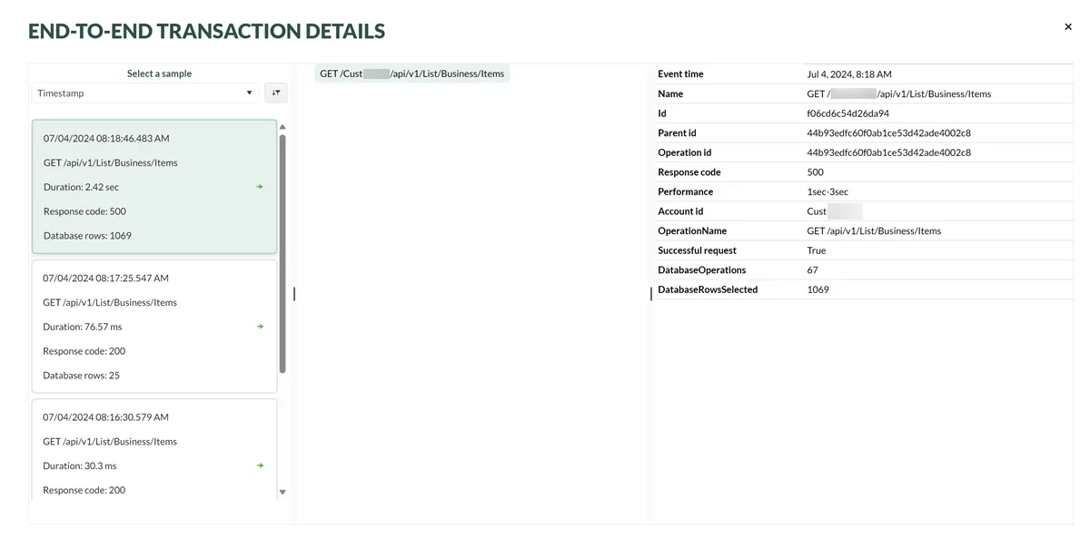 API request samples -screenshot