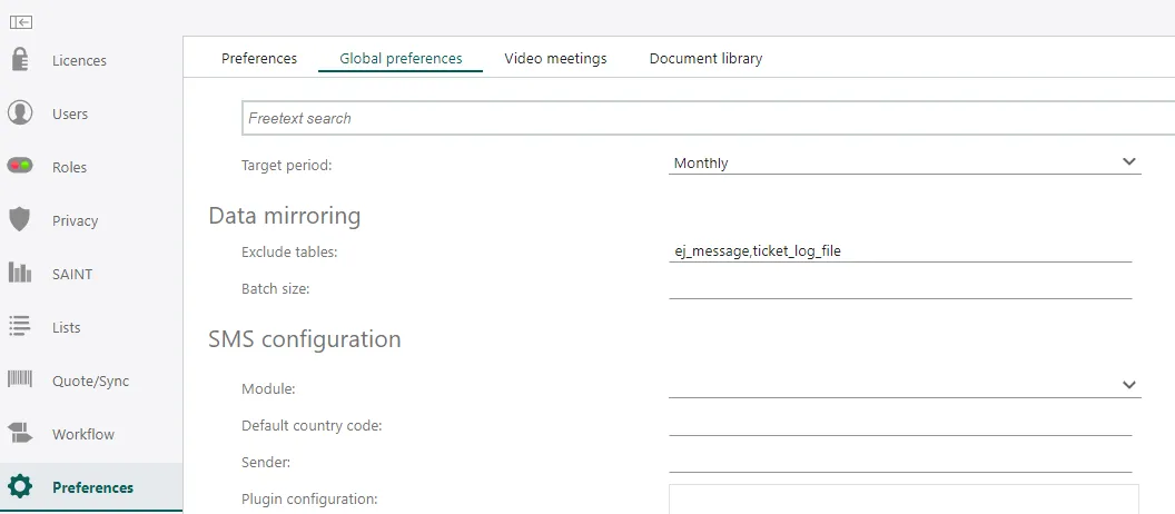 Update mirroring preferences in SuperOffice Settings and maintenance -screenshot