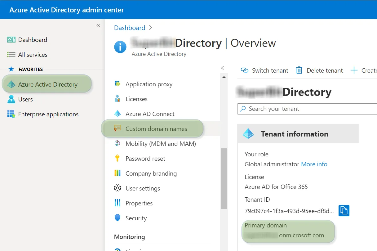Custom domains -screenshot