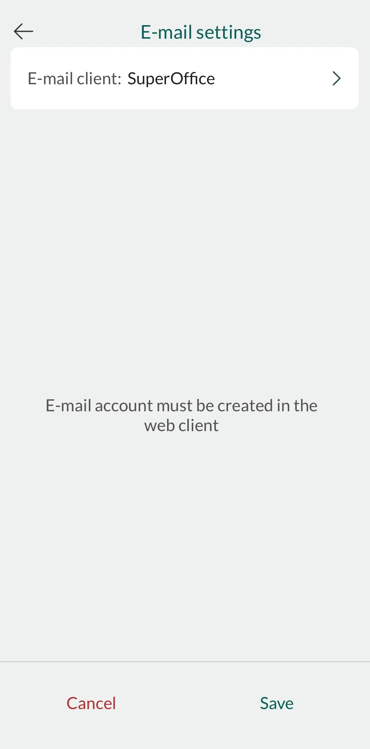 Mobile CRM: no email connected -app-screen