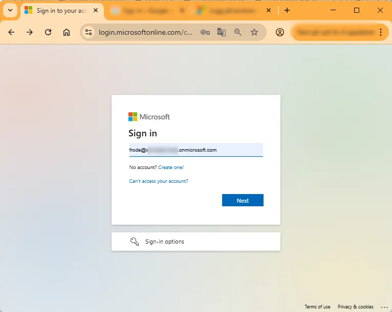 Microsoft 365 sign-in -screenshot
