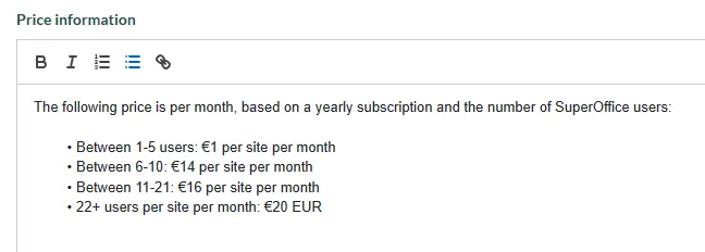 App store information, prices and terms -screenshot