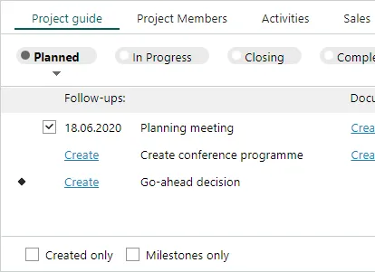 A project guide will help the team have a constant overview of the project status -screenshot