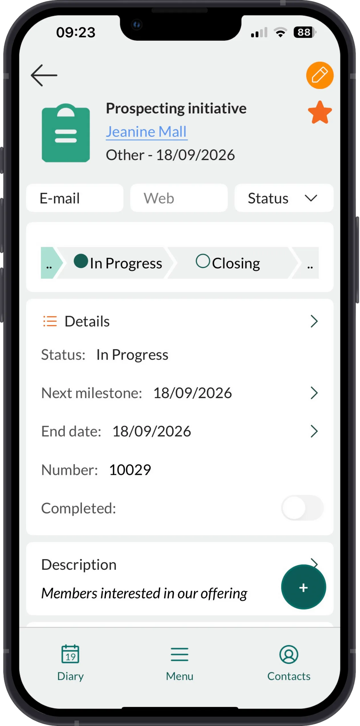 Mobile CRM: Project -app-screen