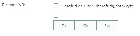 Screen capture of recipients element