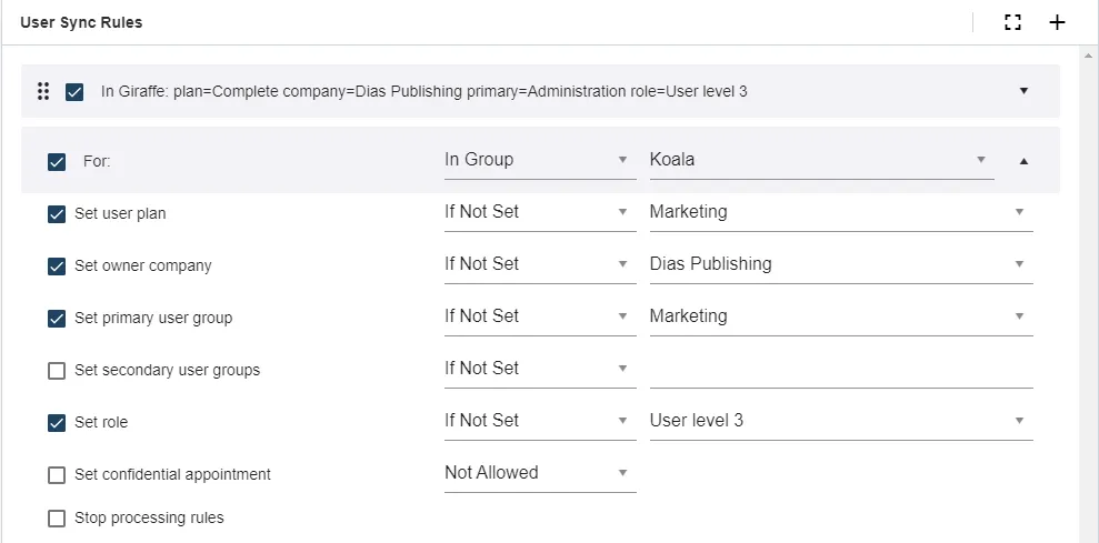 SCIM UI rule example -screenshot
