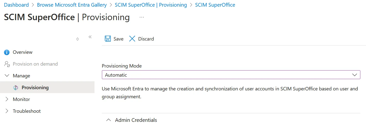 Microsoft Entra provisioning panel -screenshot