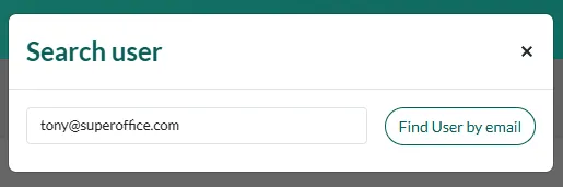 Find user by email in the SuperOffice Developer Portal -screenshot