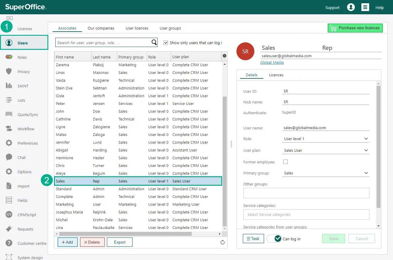 Select user -screenshot