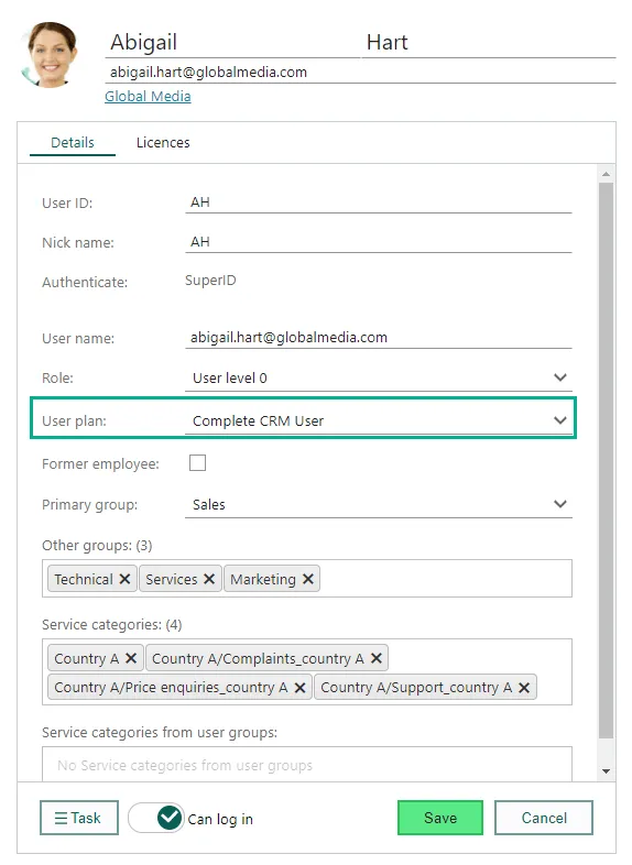 Create user details -screenshot