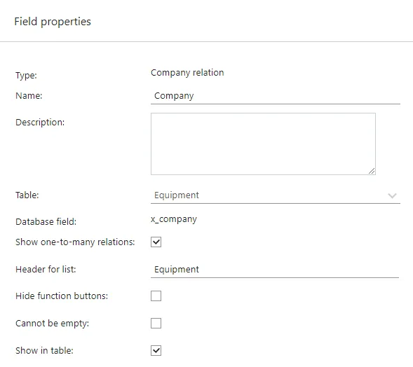 Screen capture of Company FK