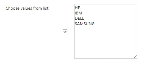 Screen capture of Manufacturer element values