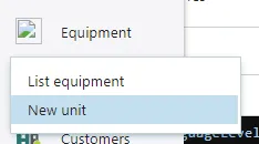 Screen capture of Equipment navigator button