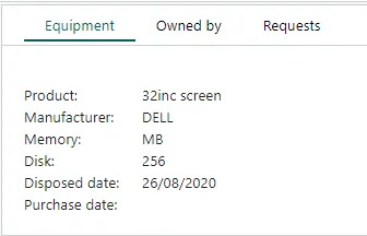 Screen capture of Equipment screen preview