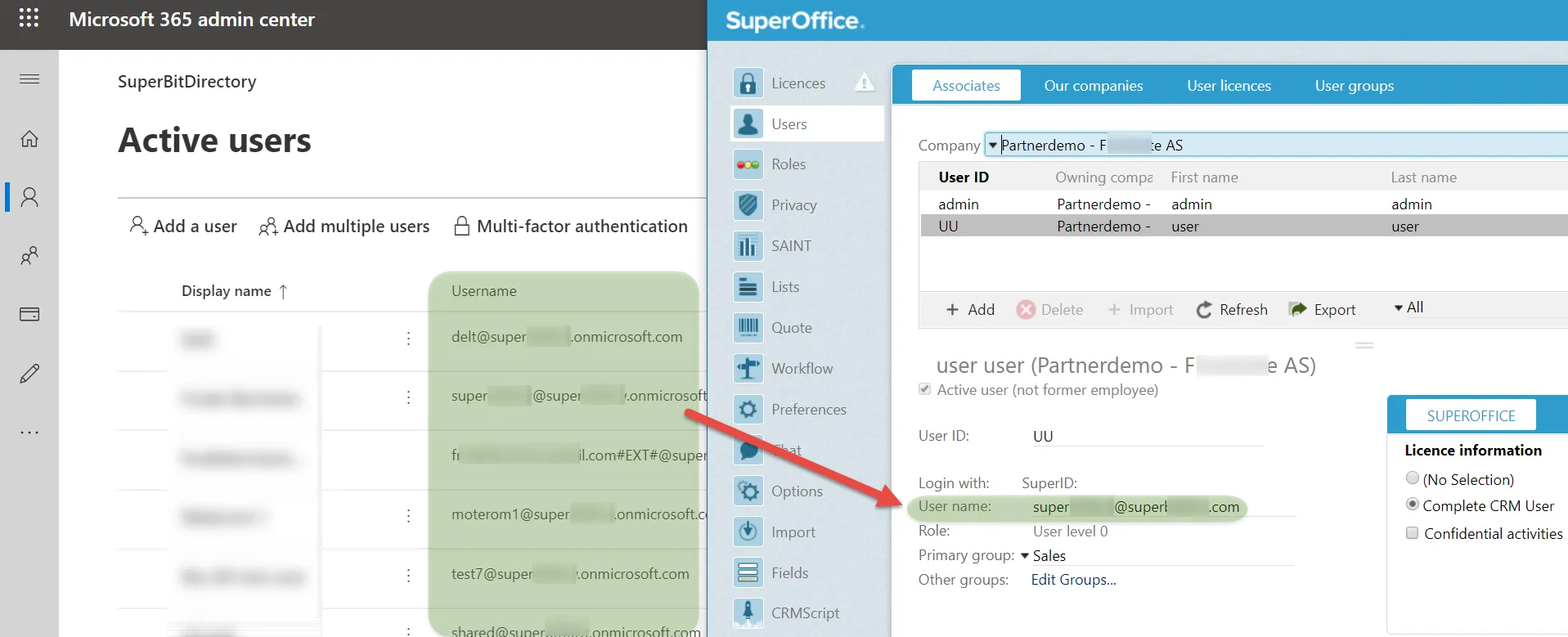 UPN Microsoft 365 -screenshot
