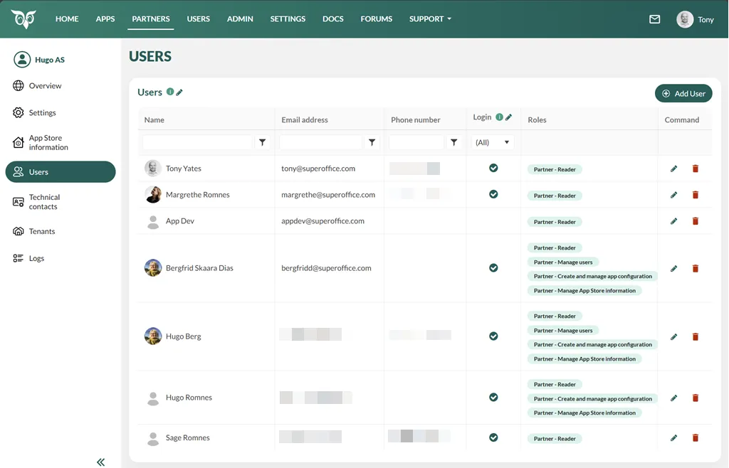 Users page -screenshot