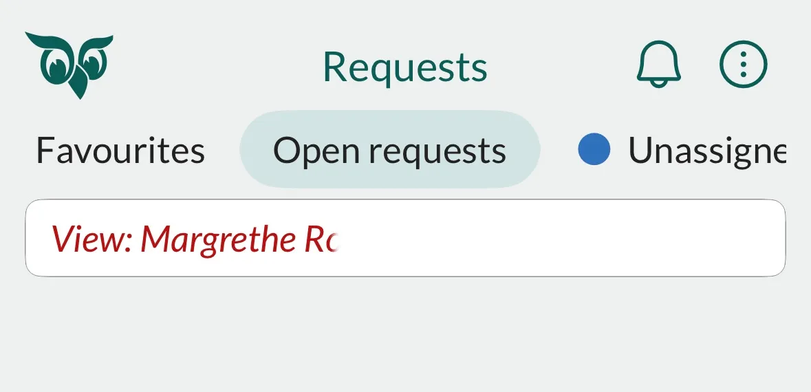 Mobile CRM: Viewing another user&#x27;s open requests -app-screen